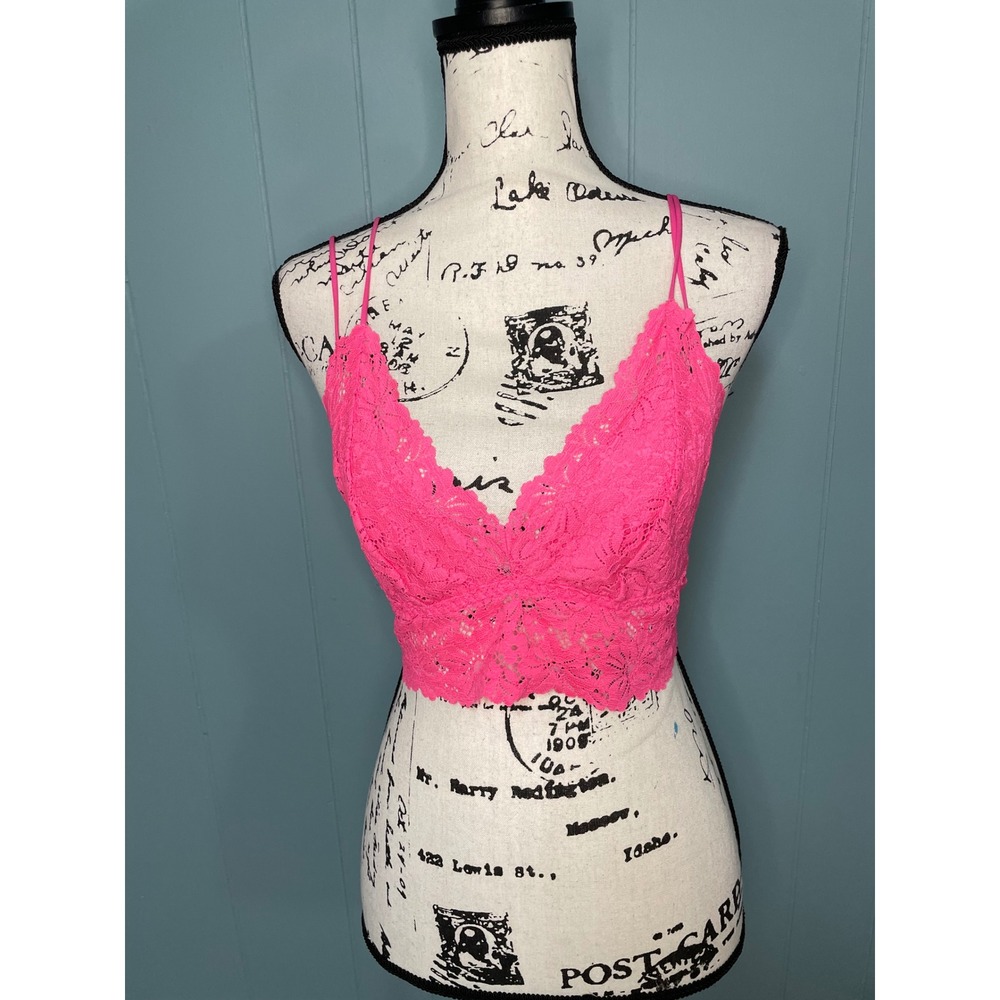 PINK Victoria's Secret Bralette Women L Pink Blue‎ Excellent Lace Set of 2